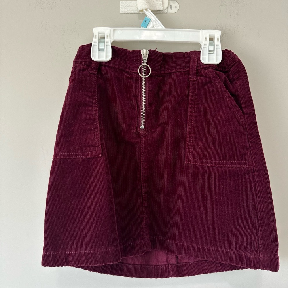 The Children’s place Wine Corduroy A-Line Skirt with Front Zip